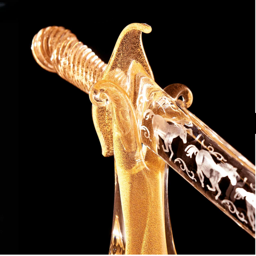 Sword 3 Horses Califfo Gold with Holder