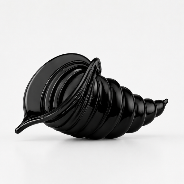 Black crystal shell shaped table top centrepiece from Duccio Di Segna available at Spacio in India. 