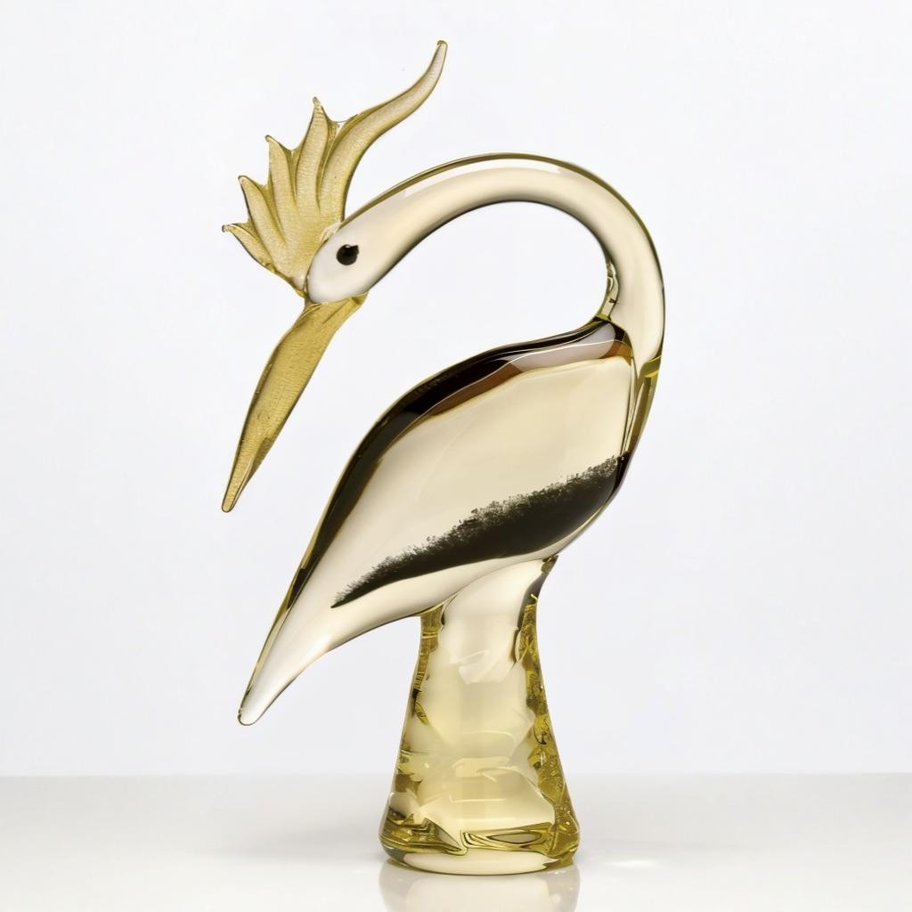 Gold swan-shaped object on a white background