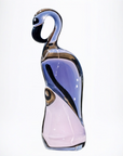 Duccio Di Segna Head Down Pink Flamingo sculpture in crystal, featuring a graceful abstract flamingo design in pink crystal and deep violet hues, available at Spacio India.