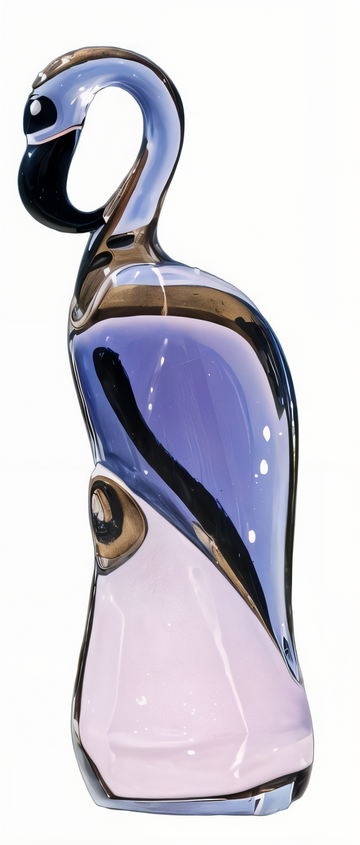 Duccio Di Segna Head Down Pink Flamingo sculpture in crystal, featuring a graceful abstract flamingo design in pink crystal and deep violet hues, available at Spacio India.