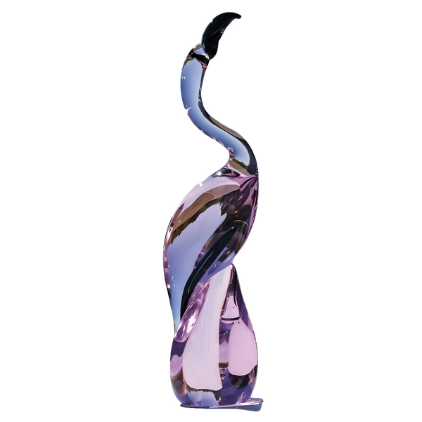Head Up Pink Flamingo Crystal Sculpture