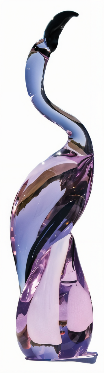 Duccio Di Segna Head Up Pink Flamingo sculpture crafted in fine crystal, showcasing an elegant flamingo with an upward gaze in blended pink and violet tones, exclusively at Spacio India.