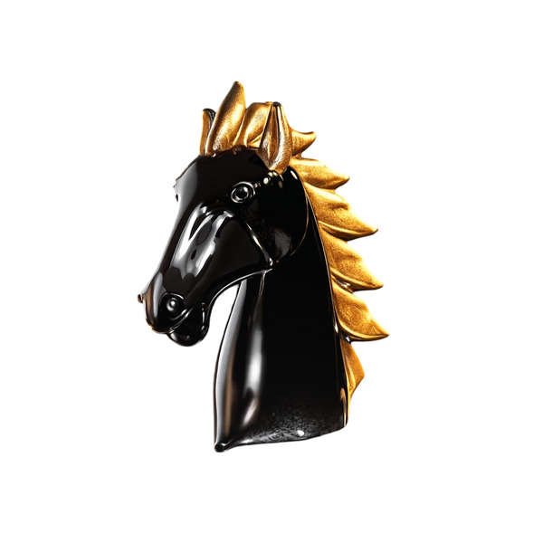 Horse Head Medium Black Gold Crystal Sculpture