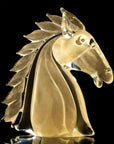 Duccio Di Segna crystal horse head sculpture in transparent gold finish, a luxury centerpiece available at Spacio India