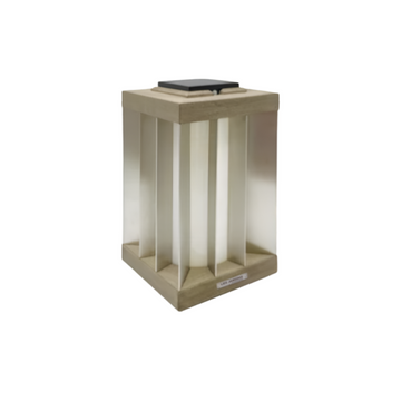 Beige solar lantern with a solar panel on a white background