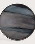 Round wall art panel cum serving tray with gradient blue and gray design on a white background