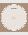 A square kraft-paper tray with a large off-white circular design in the center, featuring the brand name 'Ethnicraft' at the top and 'Tray' with designer credit in the middle.