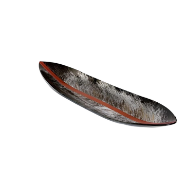 Decorative plate with a black and brown design on a white background by Evans Atelier available at Spacio retail stores in Mumbai & Kolkata. 