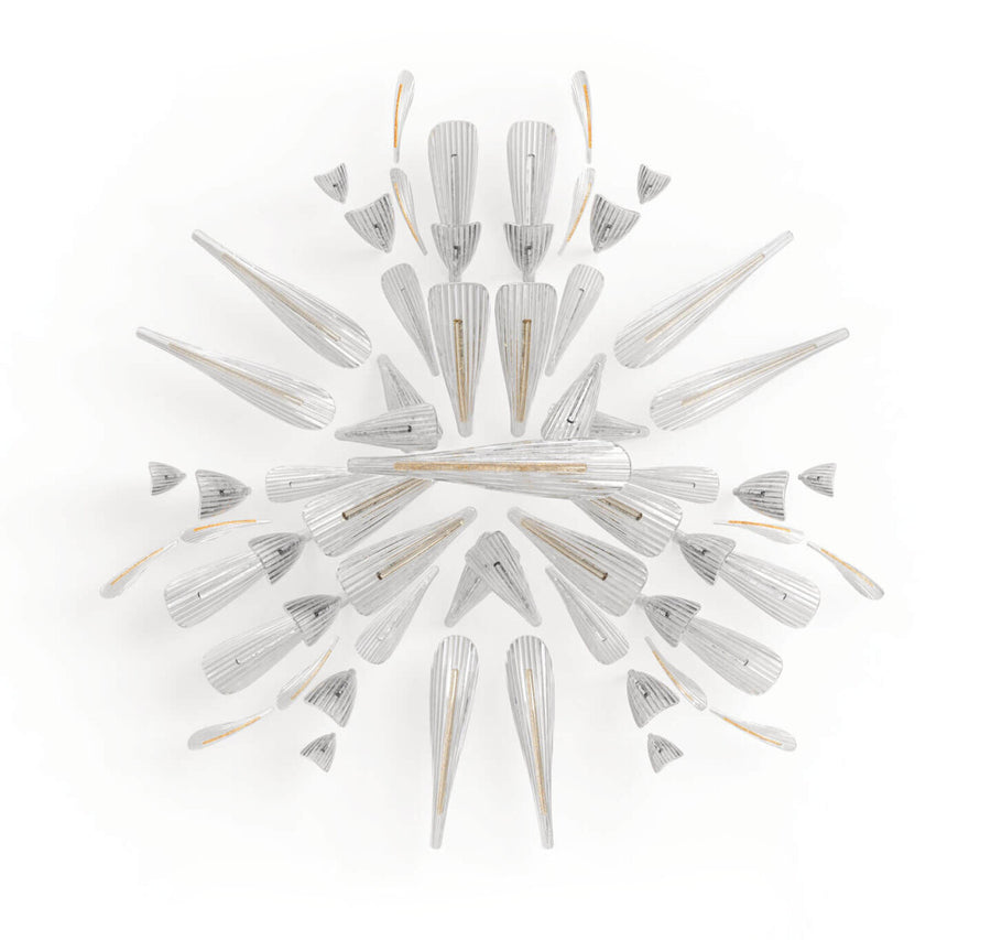 Flora glass elements used to make a an installation from Italamp's Kaleido collection, available at Spacio retail stores in Mumbai & Kolkata. 