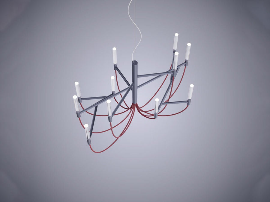 Modern chandelier on a gray background
