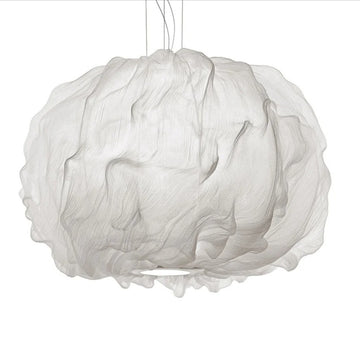 White, cloud-like pendant lamp on a white background from Foscarini available at Spacio retail stores in Mumbai & Kolkata. 