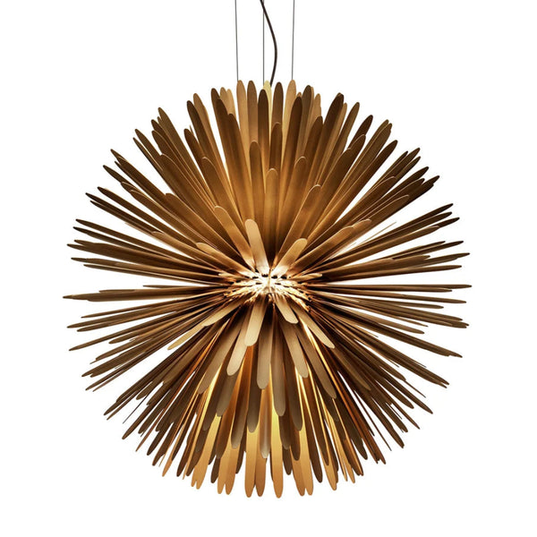 Foscarini Sun light of love suspension lamp like a star burst in golden finish available at Spacio retail stores in Mumbai & Kolkata. 