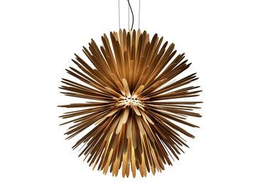 Foscarini Sun light of love suspension lamp like a star burst in golden finish available at Spacio retail stores in Mumbai & Kolkata. 