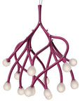Pink chandelier with white spherical lights on a white background from Foscarini available at Spacio retail stores in Mumbai & Kolkata. 