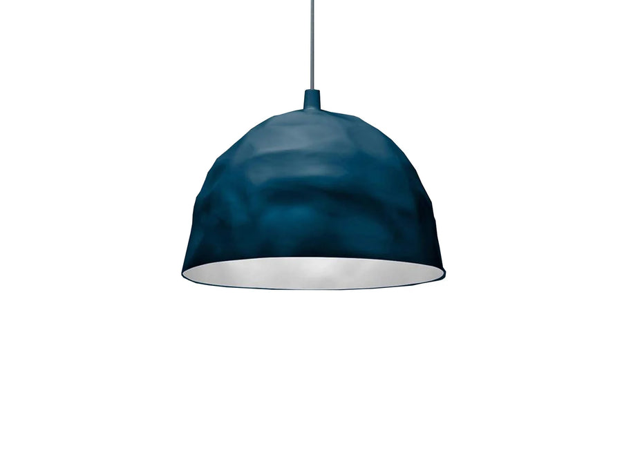 Blue pendant light on a white background