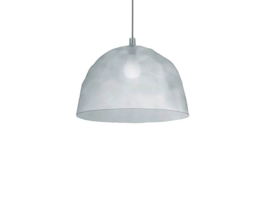 Silver pendant light on a white background