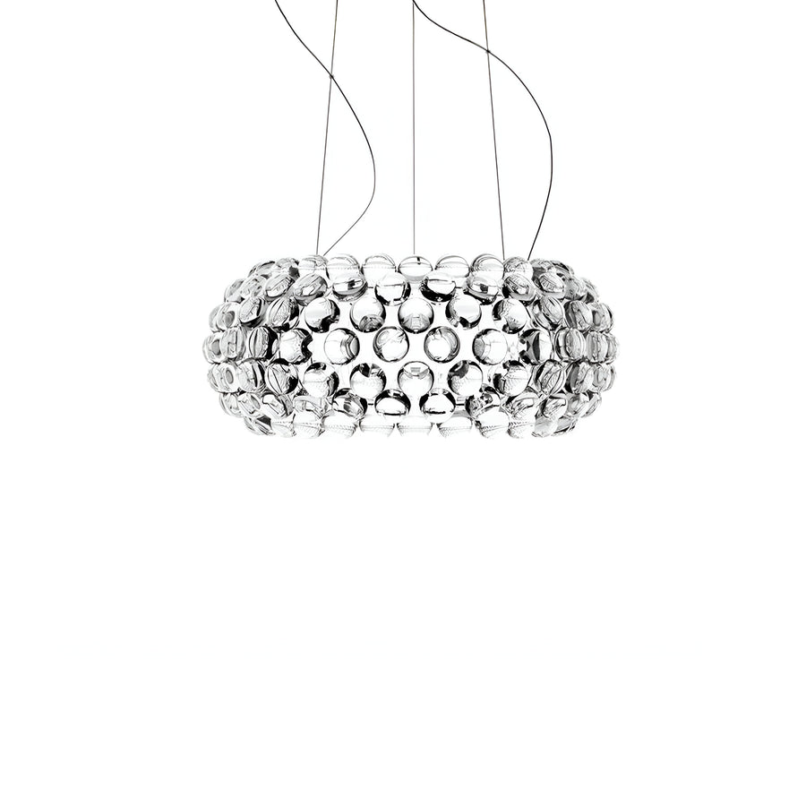 Modern pendant light with a bubble-like design on a white background from Foscarini available at Spacio retail stores in Mumbai & Kolkata. 