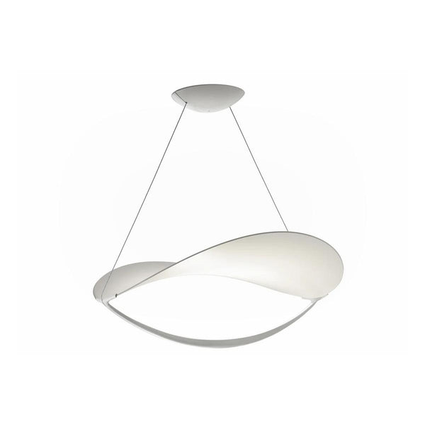 Modern pendant light with white shade on a white background from Foscarini available at Spacio retail stores in Mumbai & Kolkata. 