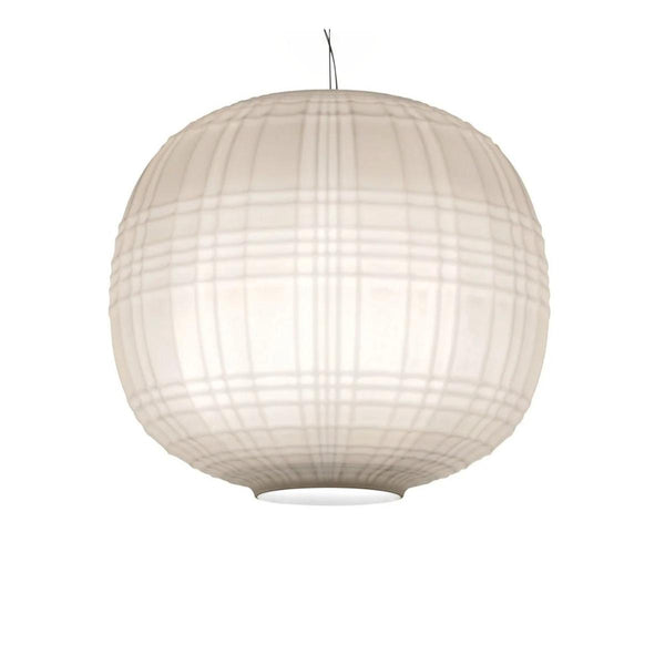 White spherical glass lamp on a white background from Foscarini available at Spacio retail stores in Mumbai & Kolkata. 
