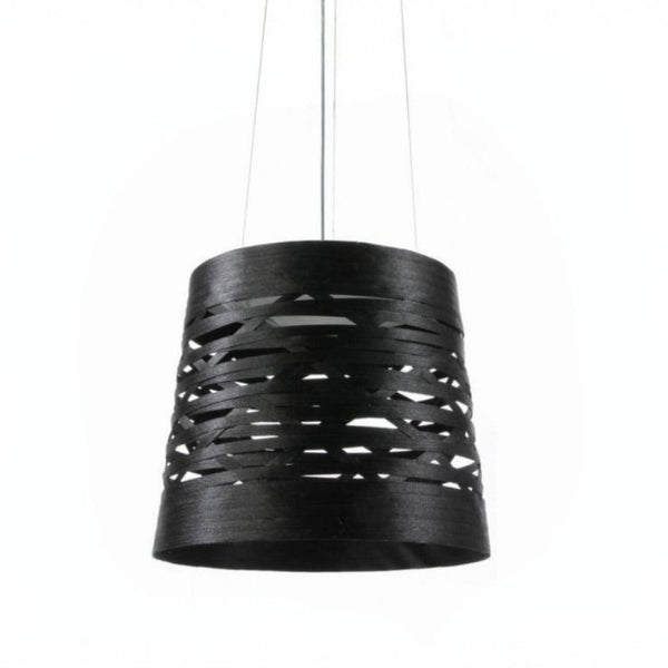 Black pendant light with a unique design on a white background from Foscarini available at Spacio retail store in Mumbai & Kolkata. 