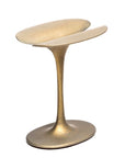 A Gardeco Bronze Sculpture Mushroom Twin table with a flower on it.