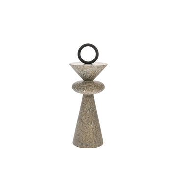 A modern sculpture with a circular top on a white background from Gardeco on a white background available at Spacio retail stores in Mumbai & Kolkata. 