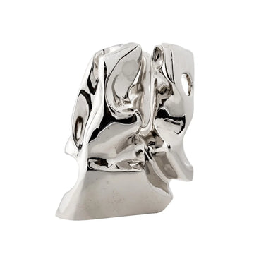 Silver abstract sculpture called Shifting Perspectives from Gardeco on a white background