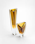 A pair of Gardeco Glass Vase Triangle 4 Fume Amber.