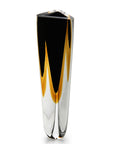 A Gardeco Glass Vase Triangle 1 Black Amber with a contemporary refinement.