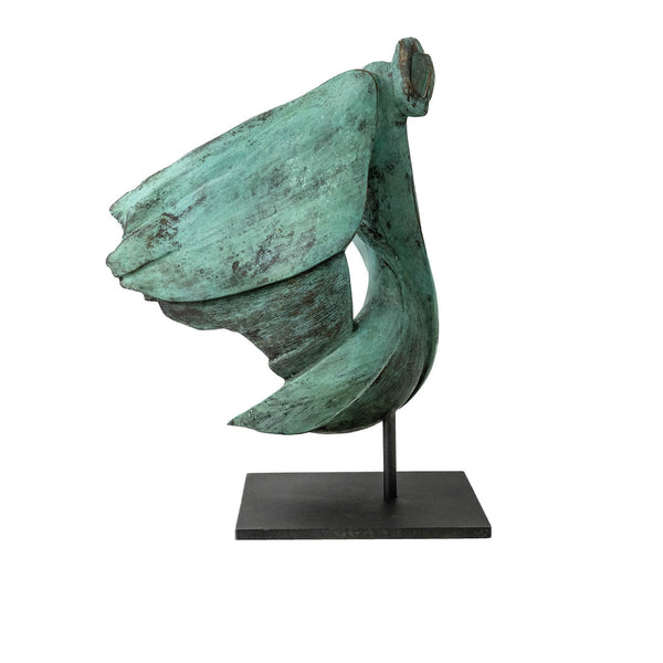 Bronze sculpture - Verso L'alto by Gardeco on a white background at Spacio retail store in Mumbai