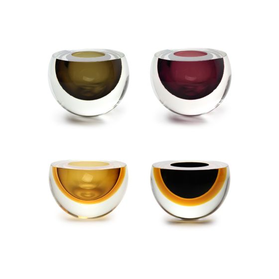 A group of mesmerising Gardeco Glass Bowl Flat Diagonal Fume Amber objects showcasing artistic magnificence.