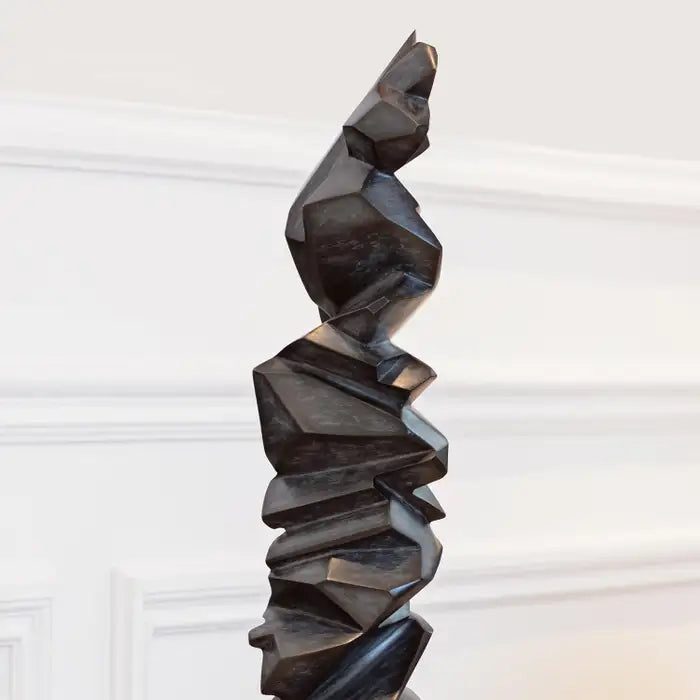 Angled perspective of the Gardeco Storm Bronze Sculpture (Limited Edition) highlighting its textured bronze surface and artistic curves, available at Spacio India.