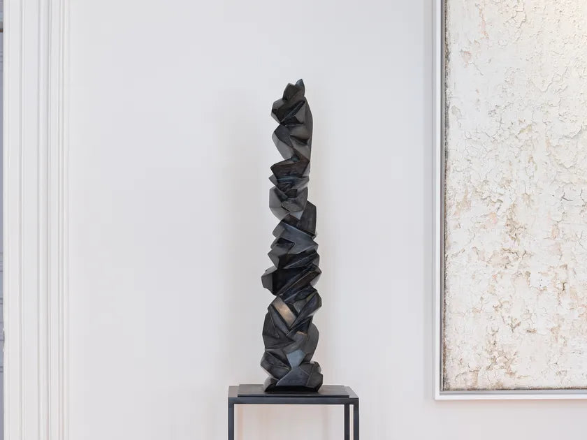 Close-up of the base and material texture of the Gardeco Cornelius Vandeputte Storm Sculpture GA297, showing luxury craftsmanship offered by Spacio India.