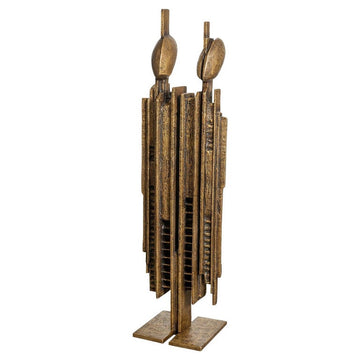 Luxta bronze sculpture by gardeco of two stylized figures on a white background