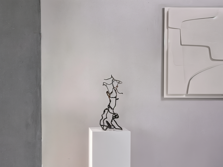 Close-up of Gardeco To Return bronze sculpture highlighting textured details, part of Spacio India’s limited edition luxury art collection.