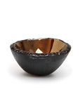 Gardeco P Bronze Bowl with molten bronze glass interior and black textured exterior, hand made by Gardeco, now available at Spacio India for luxury home styling.