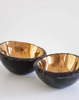 Pair of Gardeco P Bronze Bowls with metallic bronze interiors and black handcrafted finish, a premium glass decor accessory by Gardeco at Spacio India retail stores and online.