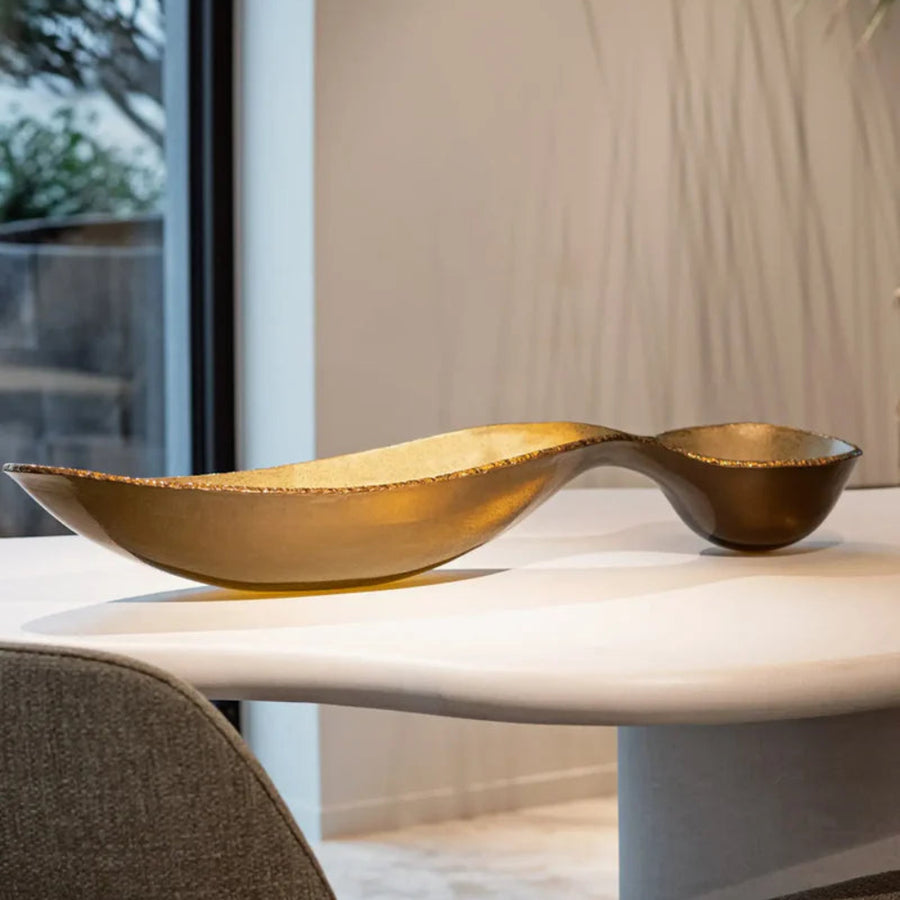 Purunga Matte Gold Platter by Gardeco | Spacio
