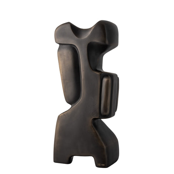 Front view of Gardeco Sol Bronze Sculpture in abstract modern form, hand made in Belgium and available at Spacio India for luxury interiors.