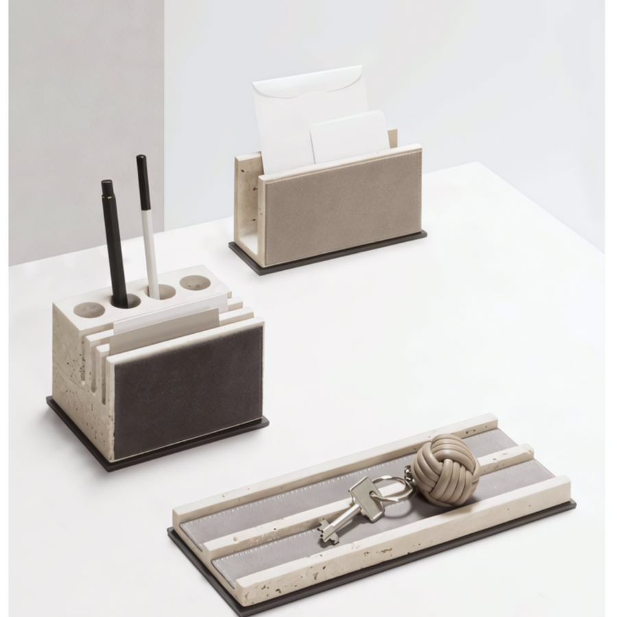 Giobagnara Latina Lether & Marble Office Organiser Set