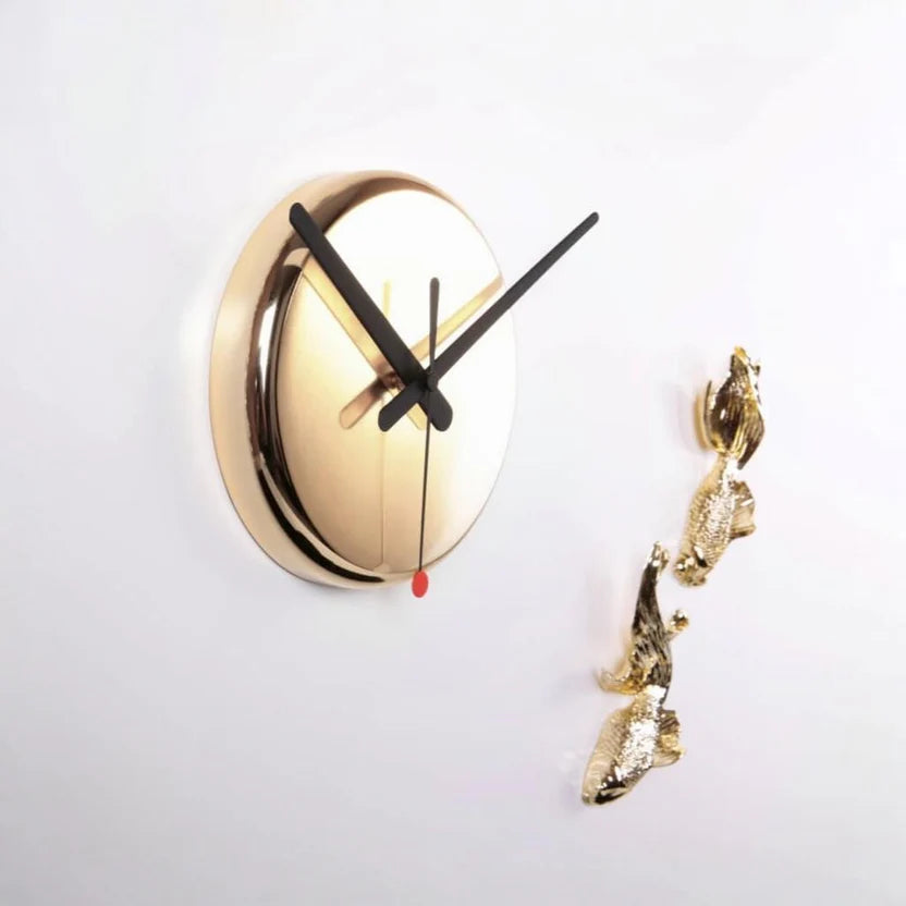 Goldfish Black Gold (Limited Edition) Wall Clock by Haoshi | Spacio