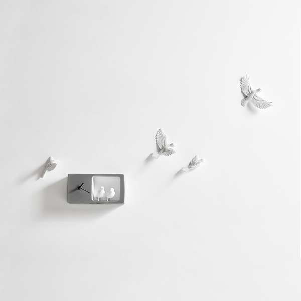 Haoshi Sparrow Clock in Dark Grey color on a white back ground available at Spacio India for modern and luxury interiors from our Timepieces and clocks collection.