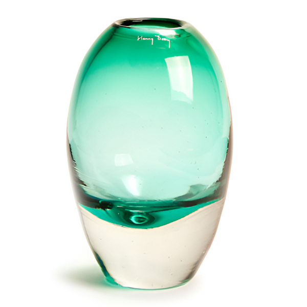 Jerzy Large Green Vase by Henry Dean - luxury glass decor accessory in emerald green, hand made in Belgium and available at Spacio India retail stores and online