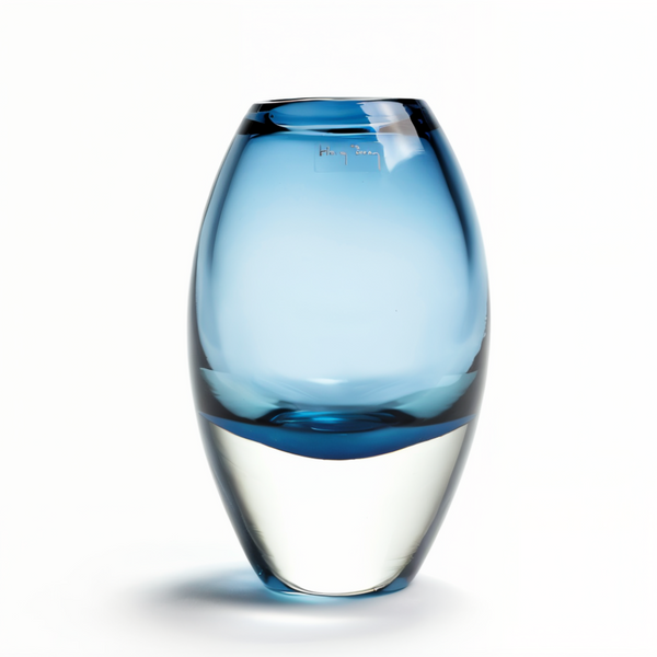 Henry Dean Jerzy Large Ink Vase in blue glass - luxury Belgian glass decor available at Spacio India for modern homes and artistic styling