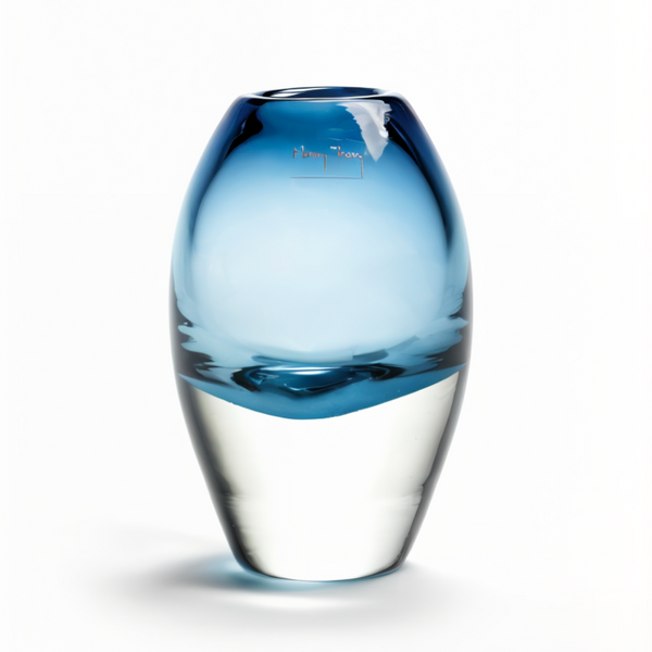 Henry Dean Jerzy Small Ink Vase in blue glass, available at Spacio India - luxury Belgian decor accessory for modern homes