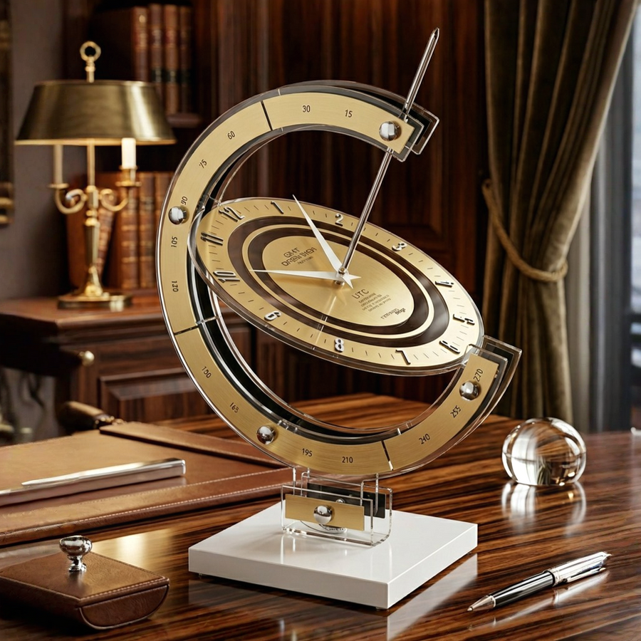 Greenwich Armillary Gold Table Clock by Incantesimo | Spacio