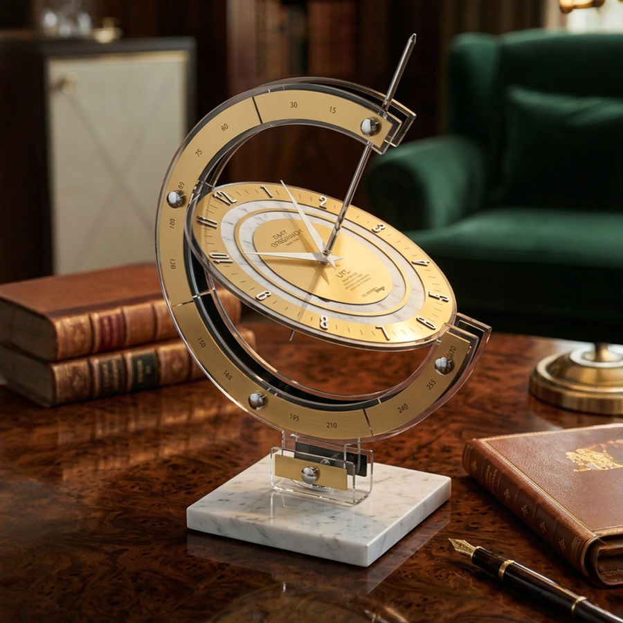 Greenwich Armillary Gold Table Clock by Incantesimo | Spacio