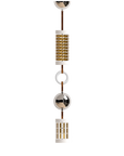 Decorative hanging light with metallic elements on a white background from Italamp available at Spacio in India.