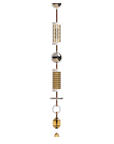Decorative hanging light with metallic elements on a white background from Italamp available at Spacio in India.